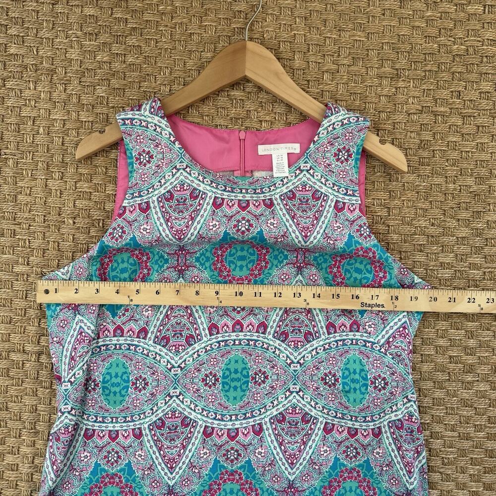 London Times Women's Sleeveless Patterned Dress US Size 14 Multicolor - Picture 8 of 9